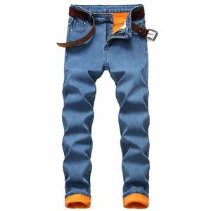 Winter Warm Men's Denim Pants Jeans